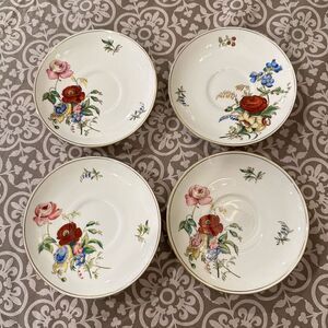 Wedgwood England Set of 4 piece Posy Sprays Saucers Vintage 6”‎ diameter